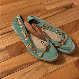 NWT Spanish Leather Seafoam Flat Espadrille